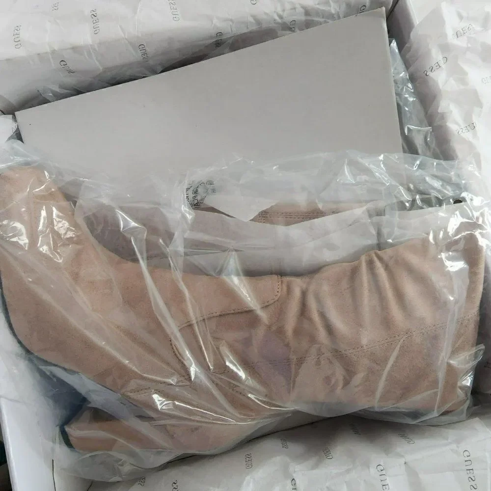 Guess Womens - 6 M Mireya Faux Suede Tall Knee High Boots‎ Med Natural Fabric